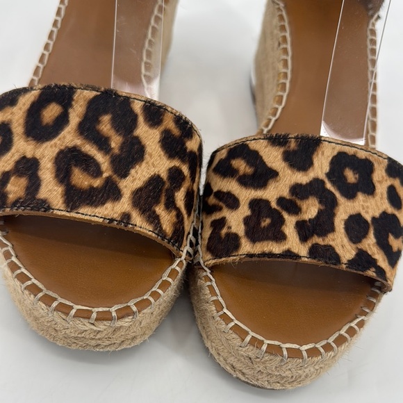 Franco Sarto Camera Calf Hair Leopard Print Espadrilles Wedge Sandals - Picture 3 of 16